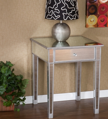 SouthernEnterprises OC9168R Mirage Mirrored Accent table  Mirror#44; MDF