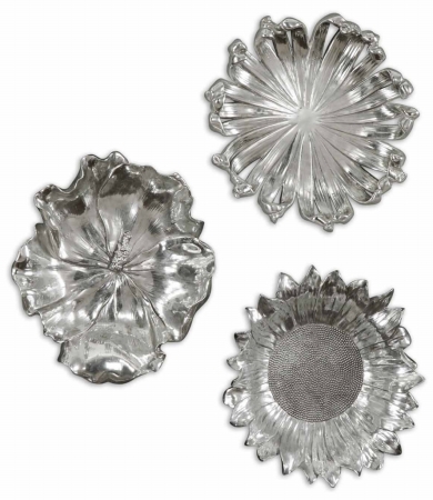 08503 Silver Flowers S-3 Silver Plated Flower Designs Accented