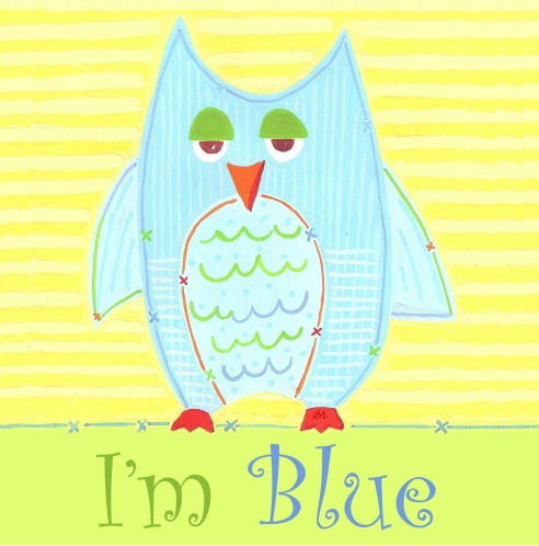 Little Acorn S11W15 Blue Owl Canvas Nursery Wall Decor