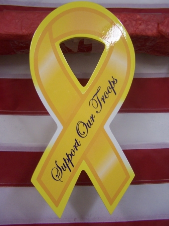 Support Novelty ylw14701 Support Our Troops Cursive Wh On Ylw 12 Inch Wood Support Ribbon