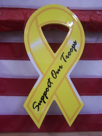 Support Novelty ylw 00548 16 Inch Wooden Support Ribbon White On Ylw Support Our Troops