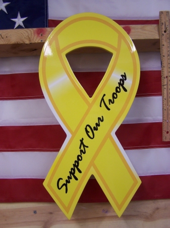 Support Novelty ylw 00123 20 Inch Support Our Troops Wh On Yellow Wooden Ribbon