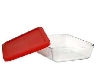 1075430 3 Cup Rectangle Dish With Red Cover