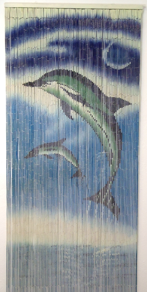 5261 Dolphins Curtain - Natural Bamboo