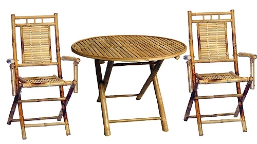 5452 3 Piece Bistro Set With Round Bamboo Table