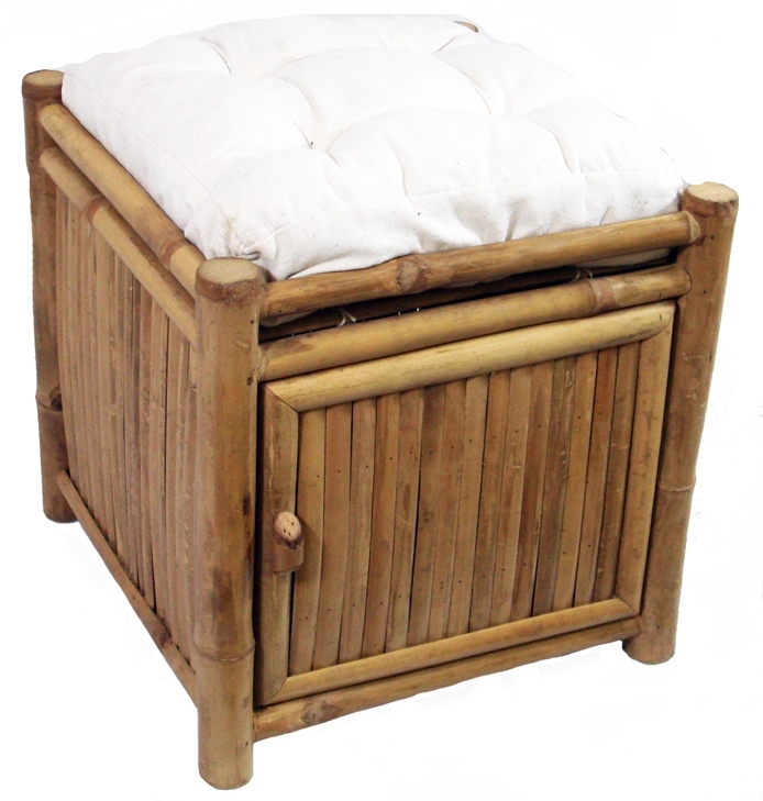 Bamboo54 5835 Natural Square Storage Stool with Cushion