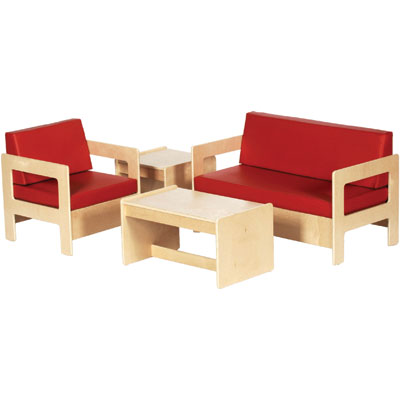 Piece Living Room  on Childhood Resource Elr 0680 4   Piece Living Room Set   Birch In Red