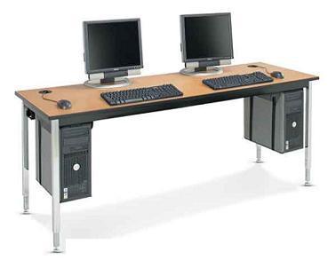 01554c Oak Hpl Computer Table Adjustable Height