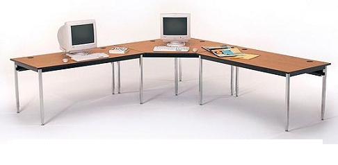 01574b Oak Hpl Computer Table Fixed Height Corner Table