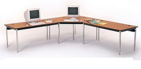 01574c Oak Hpl Computer Table Fixed Height Corner Table