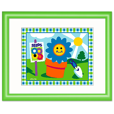 Olive Kids FGHPFL303 Happy Flowers Seeds Framed Print  Green