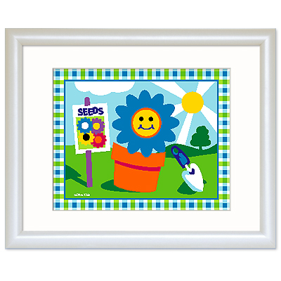 Olive Kids FWHPFL303 Happy Flowers Seeds Framed Print  White