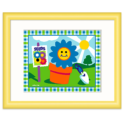 Olive Kids FYHPFL303 Happy Flowers Seeds Framed Print  Yellow