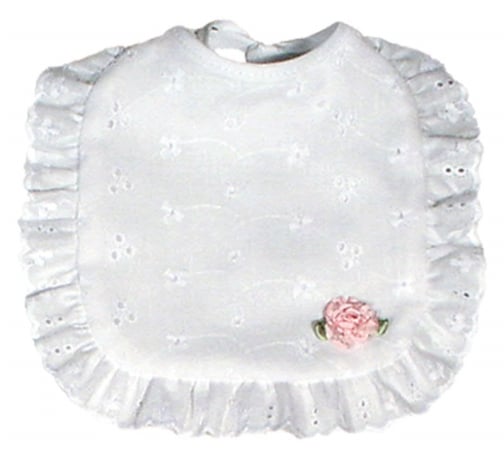 Raindrops 7400 Cotton Eyelet Bib  White