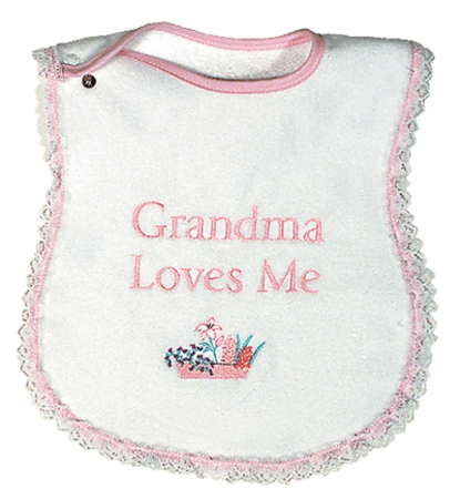 Raindrops 6531 Grandma#44; Grandpa Loves Me Girl Bib  Pink