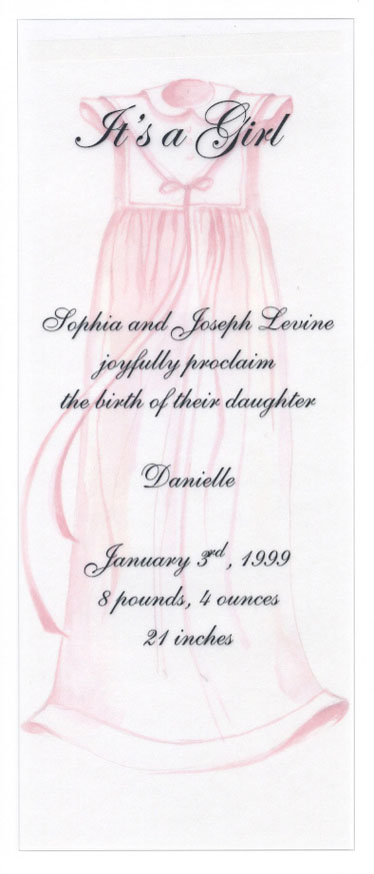 Stevie Streck Designs C702 Pink Gown 4 x 9 with Vellum Overlay