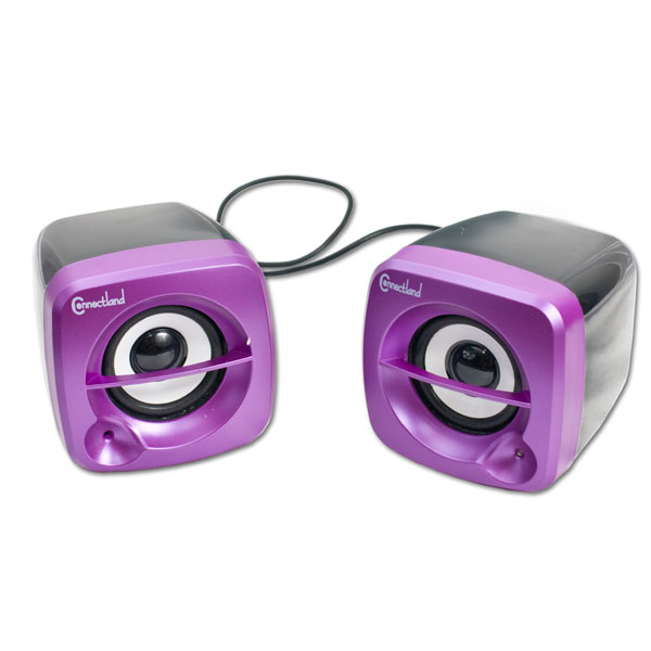 Syba CLSPK20065 Mini Cube USB#44; Battery 2way Powered Purple Black Colors Portable Speaker System for Computer and Audio Devices