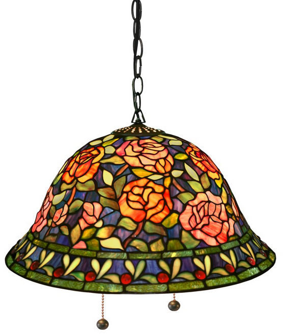 Es-93 2-light Southern Belle Rose Hanging Lamp