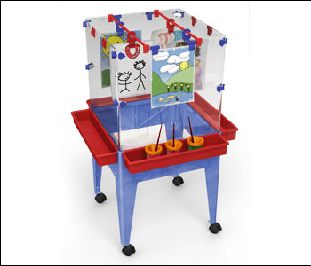 S13870 Youth 4 Station Space Saver Easel With 9 In. Deep Clear Tub