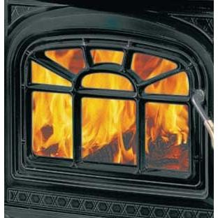 Napolean Fireplaces H222W Cast Iron Door  Early American Webbed Arch  Painted Bl