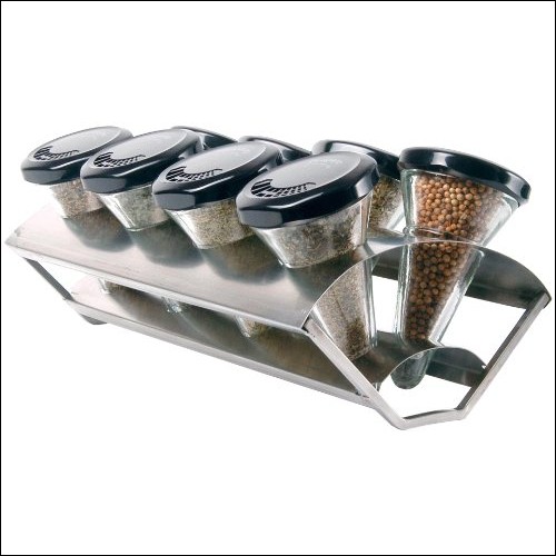 [Image: Longden Enterprises GSR1530 Spice Pod 8 Jar Metal Spice Rack Case of 2]