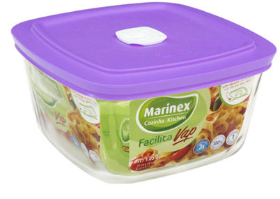 Lancaster Colony SM400072503 Facilita Square Bowl with Color Pl Vented Lid#44; 1 qt#44; pk 6 st