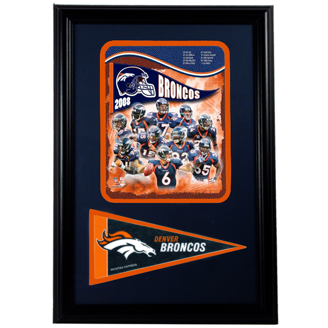 Encore Select PRDB2731104 Denver Broncos 2008 Photograph with Team Pennant in a 12 in. x 18 in. Deluxe Photograph Frame
