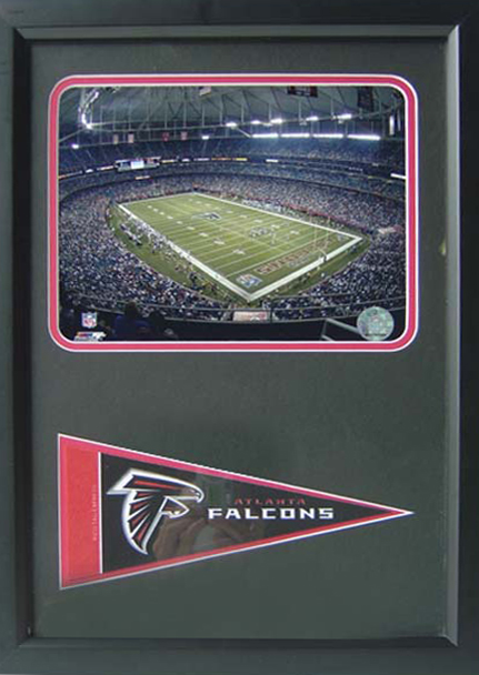 Encore Select PRD14193011 2007 Atlanta Falcons Stadium Photograph with Team Pennant in a 12 in. x 18 in. Deluxe Photograph Frame