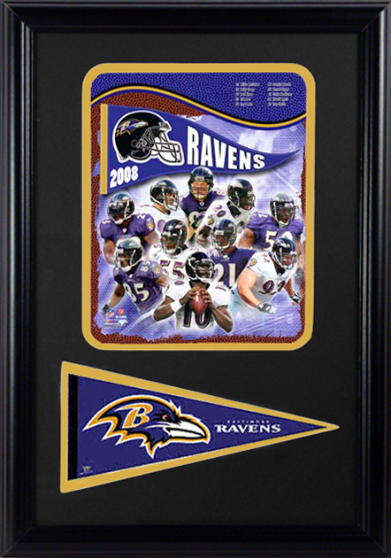 Encore Select PRDB273110416 Baltimore Ravens 2008 Photograph with Team Pennant in a 12 in. x 18 in. Deluxe Photograph Frame