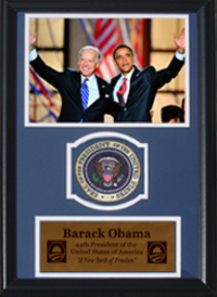 Encore Select 189-ke08808 Barack Obama And Joe Biden With Presidential Commemorative Patch In A 12 In. X 18 In. Deluxe Photograph Frame