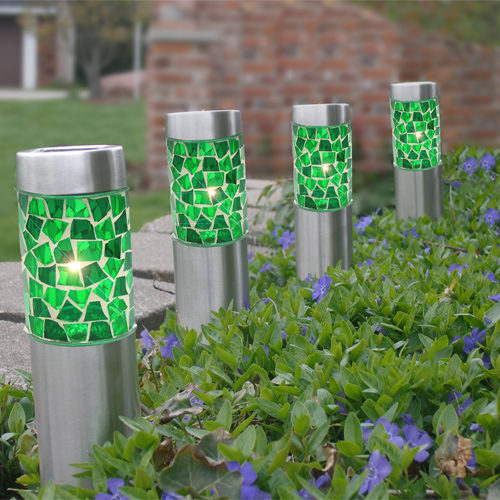 Flipo Group SOL-MOSTKLT-5 Solar Mosaic Stake Light Emerald- Set of 4 Flipo Group SOL-MOSTKLT-5 Solar Mosaic Stake Light Emerald- Set of 4