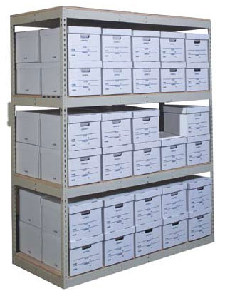 Hallowell RS4215603AP Rivetwell Record Storage Shelving Parchment 3 Levels Addon Unit Decking