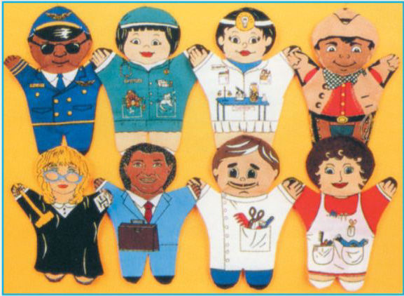 Dexter Educational Toys Dex730m Set Of 8 Puppets Occupations