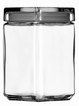 1.5 Quart Stackable Glass Jar With Metal Lid 85588r - Pack Of 4