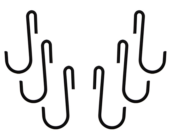 C31 Pot Rack Accessory Hooks - 6 Pk - Black - S-shaped