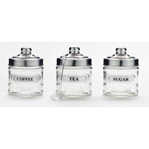 Studio Silversmith 30035 Set of 3 Canisters with Metal Top Spns