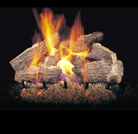 Peterson Gas Logs CHRRSOG4224 24in. Charred Rugged Split Oak 7 Log Set for Seeth