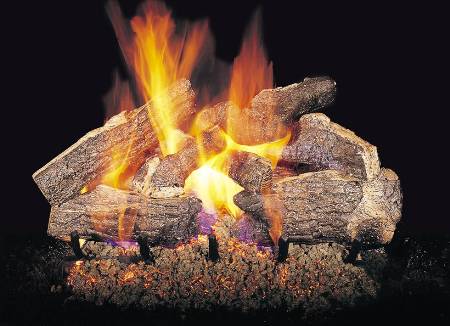 Peterson Gas Logs CHRRSOG4224 24in. Charred Rugged Split Oak 7 Log Seethru Set f