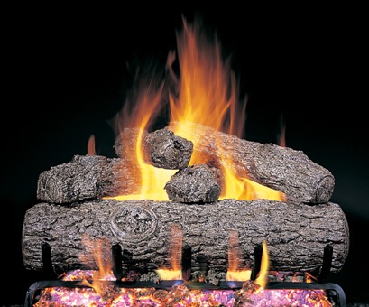 Peterson Gas Logs RG4524 24in. Golden Oak 6 Log G45 Burner Set for Standard Fire