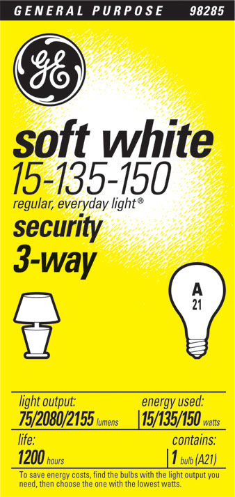 G E Lighting 23068 Security 3-way Bulb