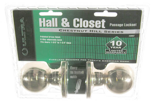 Ultra Polished Brass The Chestnut Hill Hall  Closet Locksets 43997