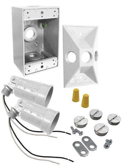 75 To 150 Watt White Rectangular Dual Lampholder Kits 5818