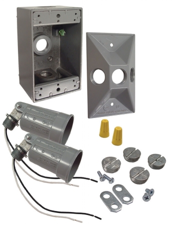 75 To 150 Watt Gray Rectangular Dual Lampholder Kits 5818-