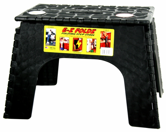 B R Plastics 12in. Black EZ Folds Folding Step Stool 1046BK