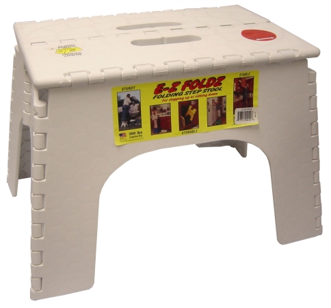 B R Plastics 12in. White EZ Folds Folding Step Stool 1046WH