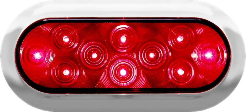 Red Led Surface Mount Oval Stop Turn & Tail Light Kit