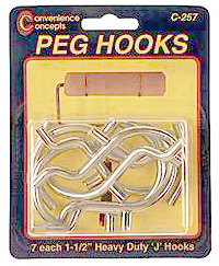 250 Count .63in.j Pegboard Hooks B-251 - Pack Of 250