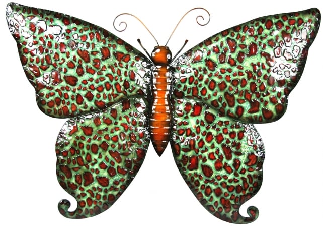 UPC 780743602869 product image for Pinnacle Strategies Metal Brown & Red Butterfly Wall Plaque  J05144-UPS | upcitemdb.com