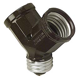 Leviton Brown Twin Lamp Socket Light Adapter 007-128-000