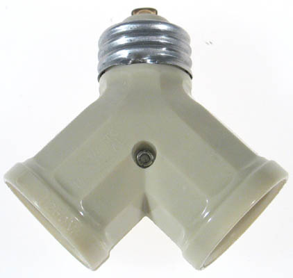 Leviton Ivory Twin Lamp Socket Light Adapter 006-128-00i